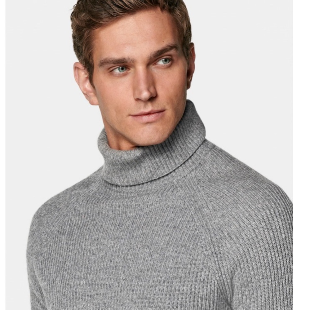 Suitsupply Men's Heather Gray Turtleneck Sweater